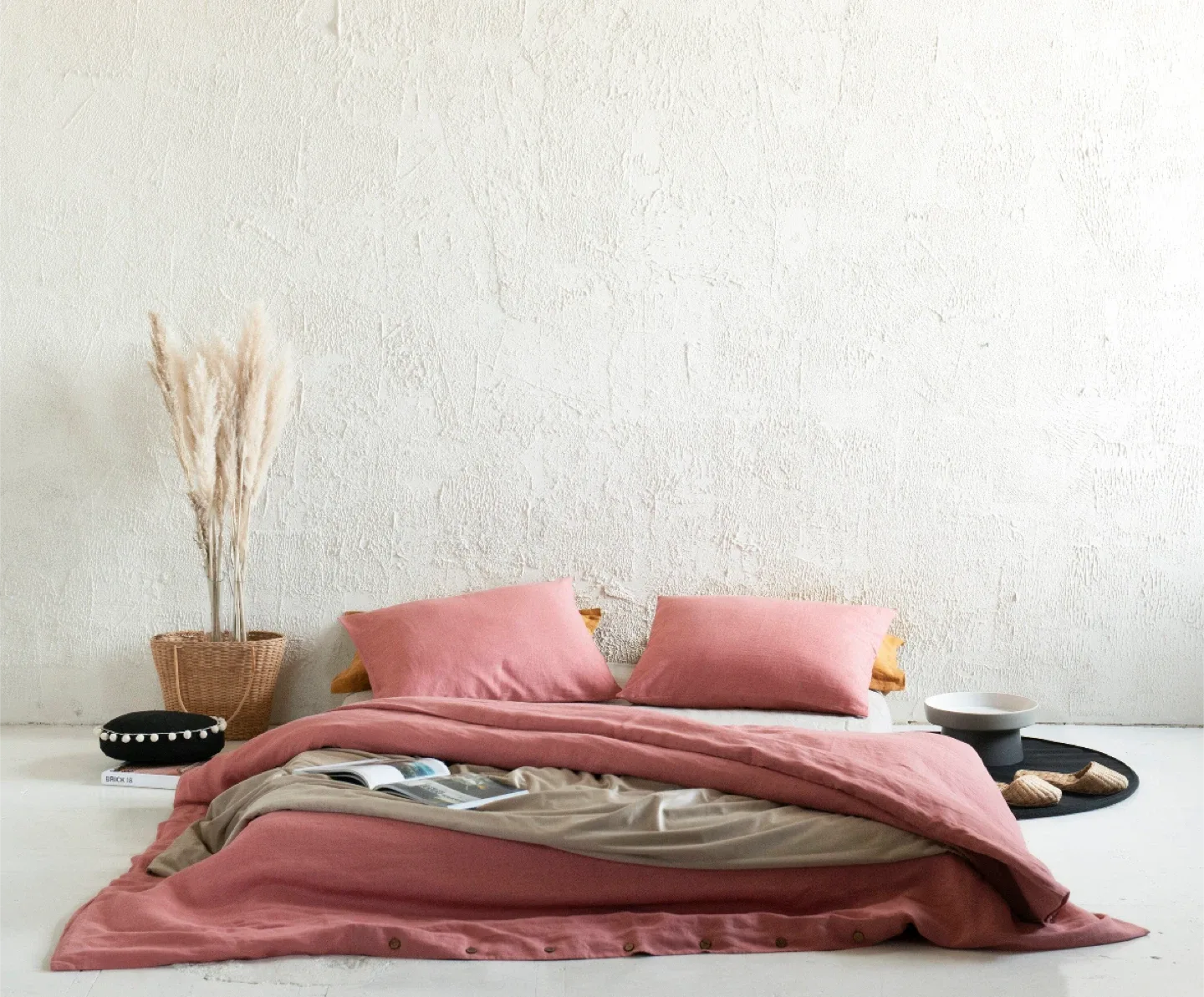 Linen Bedding Set - Dusty Rose (Queen)