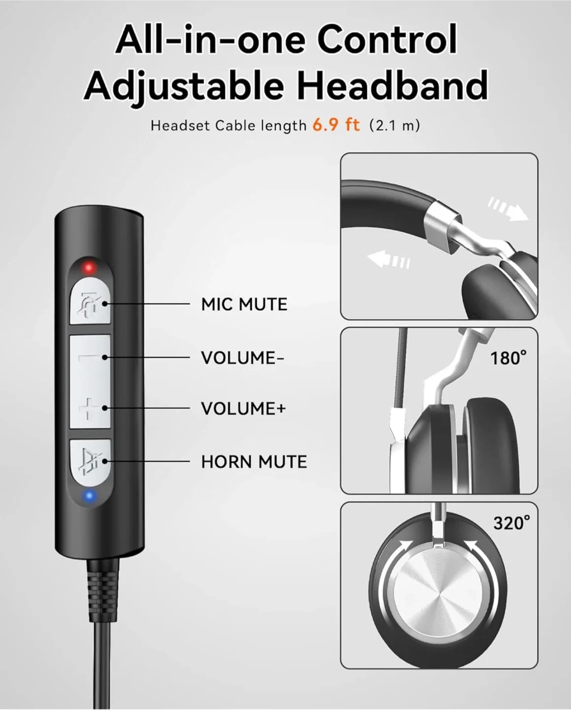 Wantek Computer Headset with Microphone WK882M image indicator(4)