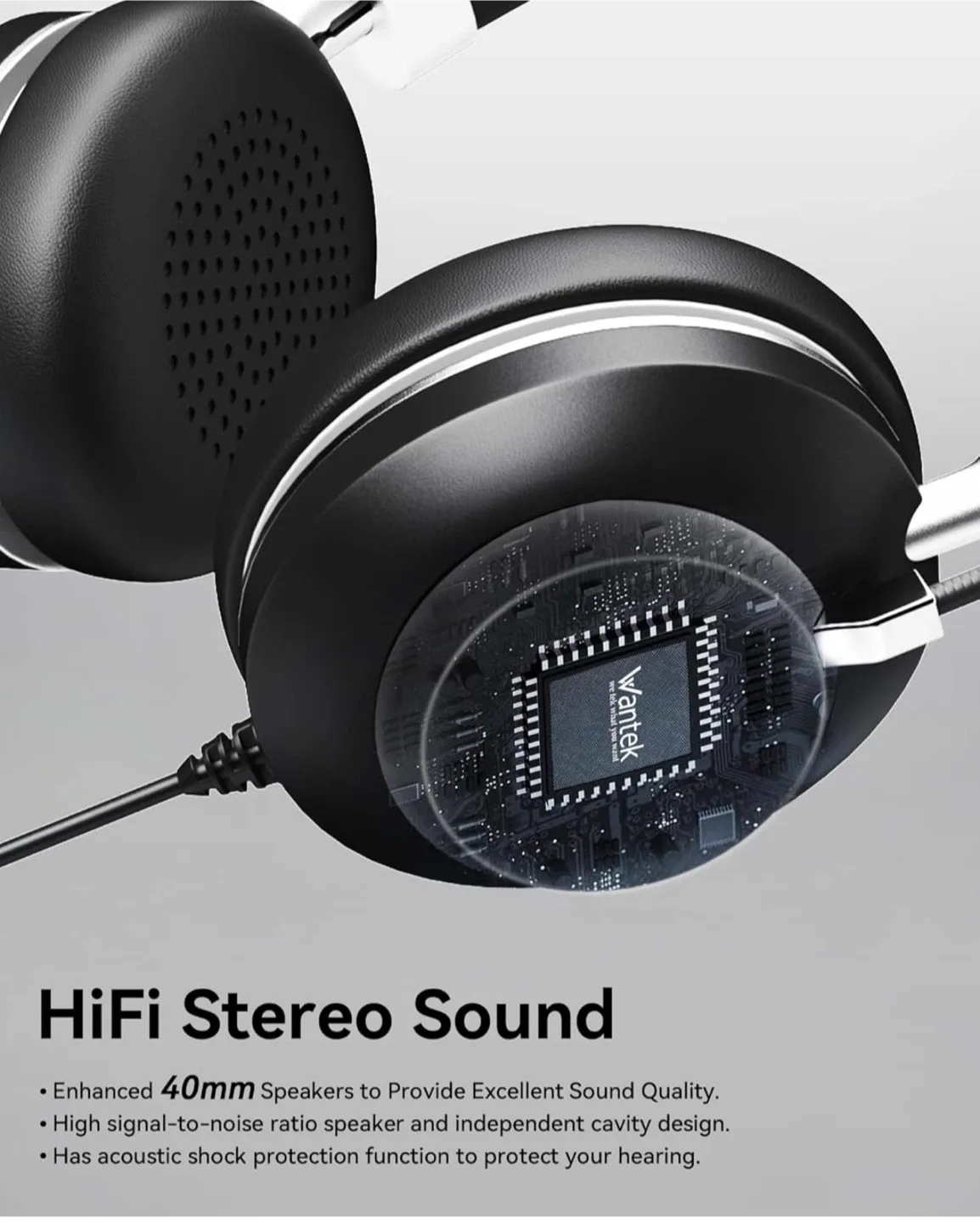 Wantek Computer Headset with Microphone WK882M image indicator(3)