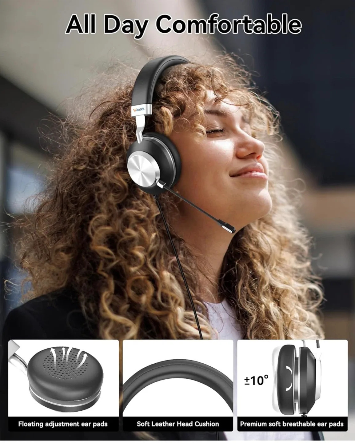 Wantek Computer Headset with Microphone WK882M image indicator(5)