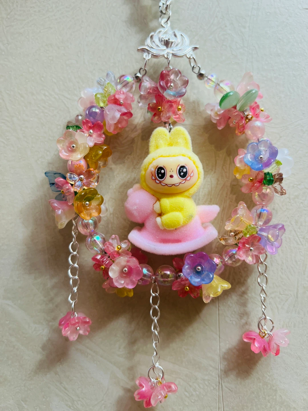 Colorful Floral Flowers and Labubu Pendant - photo 3