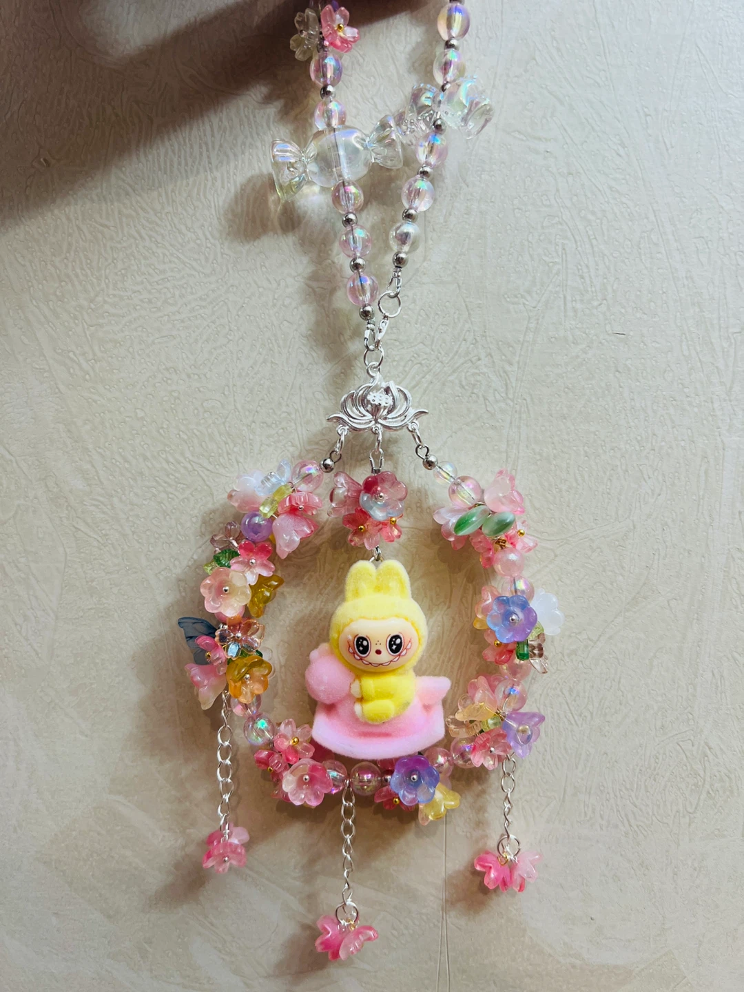 Colorful Floral Flowers and Labubu Pendant - photo 2