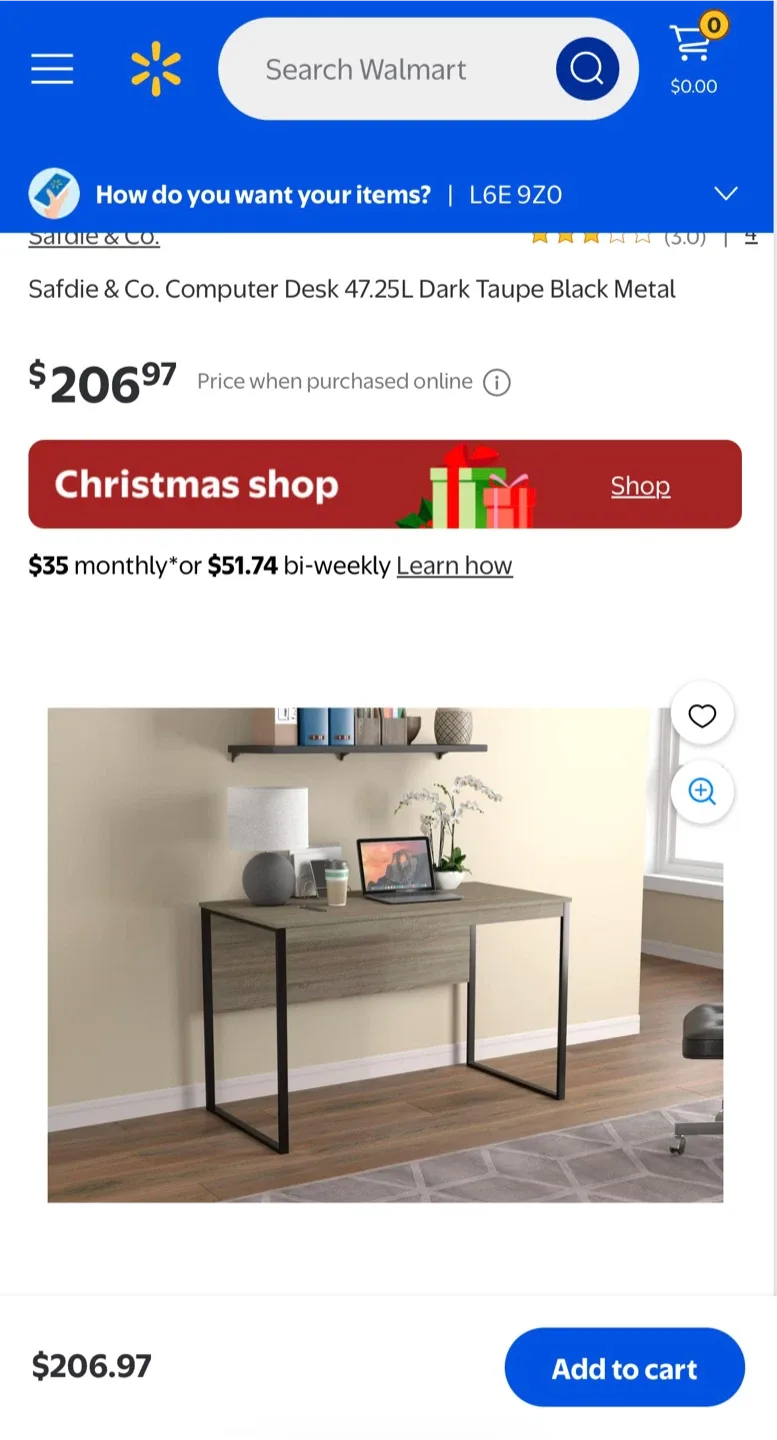 Computer Desk - Dark Taupe/Black Safdie & Co. 47" image indicator(2)