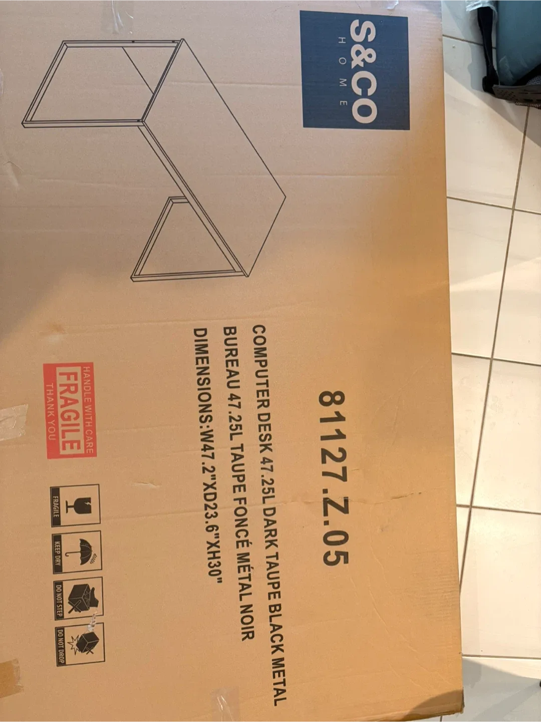 Computer Desk - Dark Taupe/Black Safdie & Co. 47" image indicator(4)