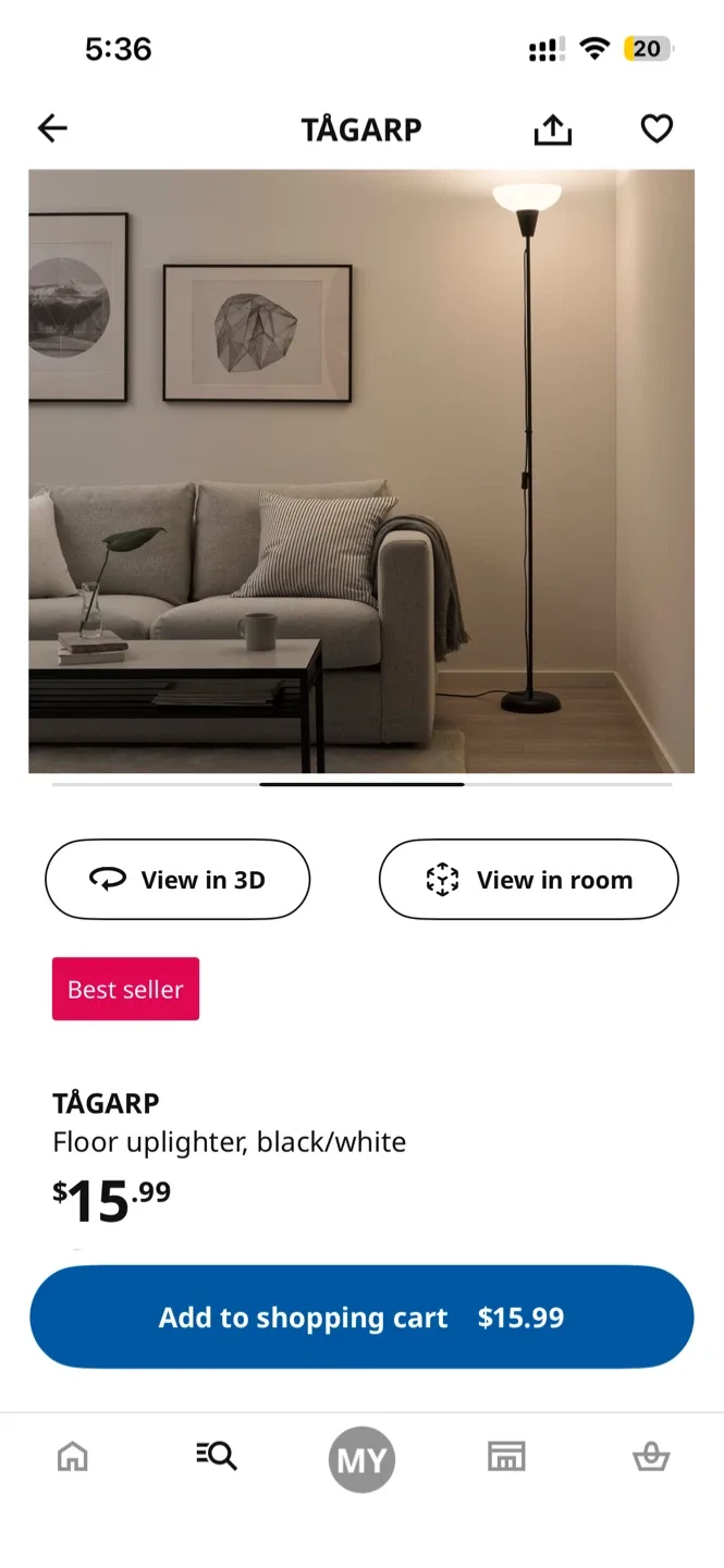 IKEA TÄGARP Floor Uplighter - Black/White image indicator(2)