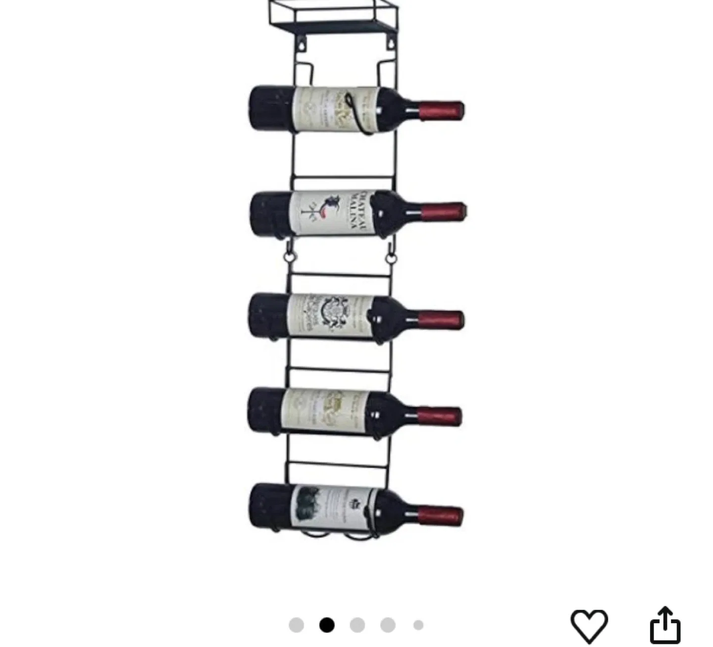 Wall Mounted Metal Wine Rack - 5 Bottle Holder image indicator(6)