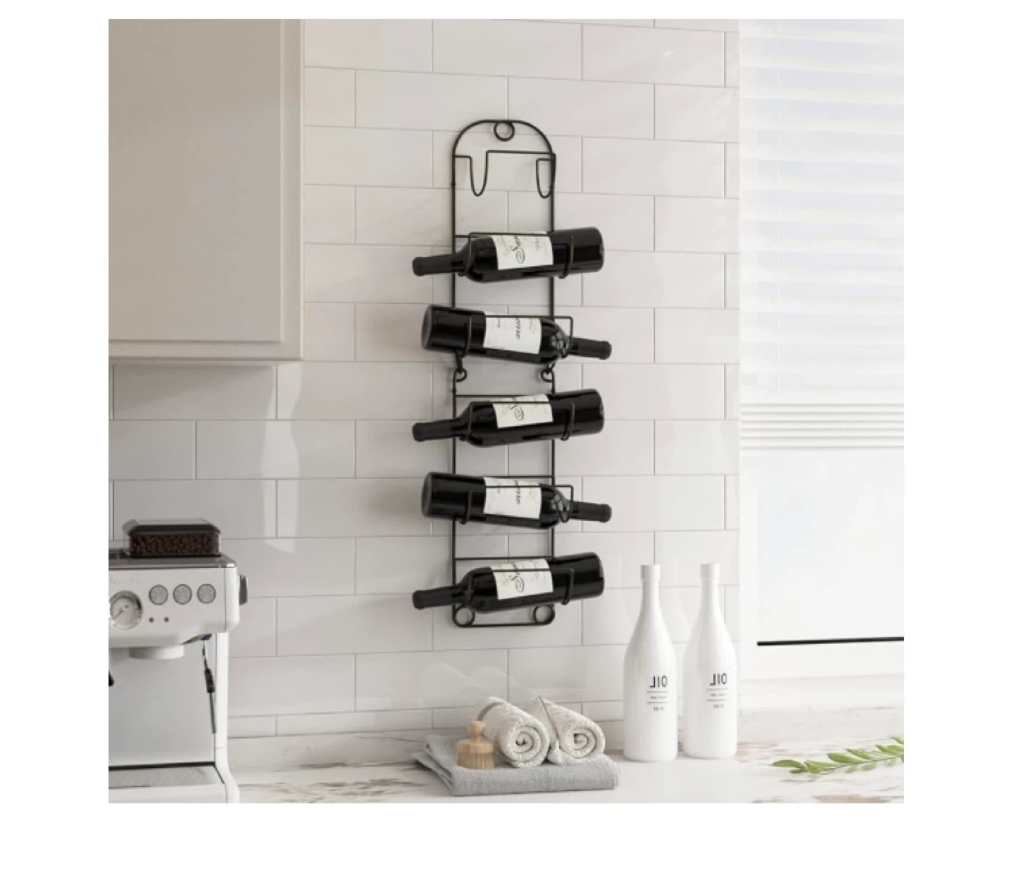 Wall Mounted Metal Wine Rack - 5 Bottle Holder - photo 3