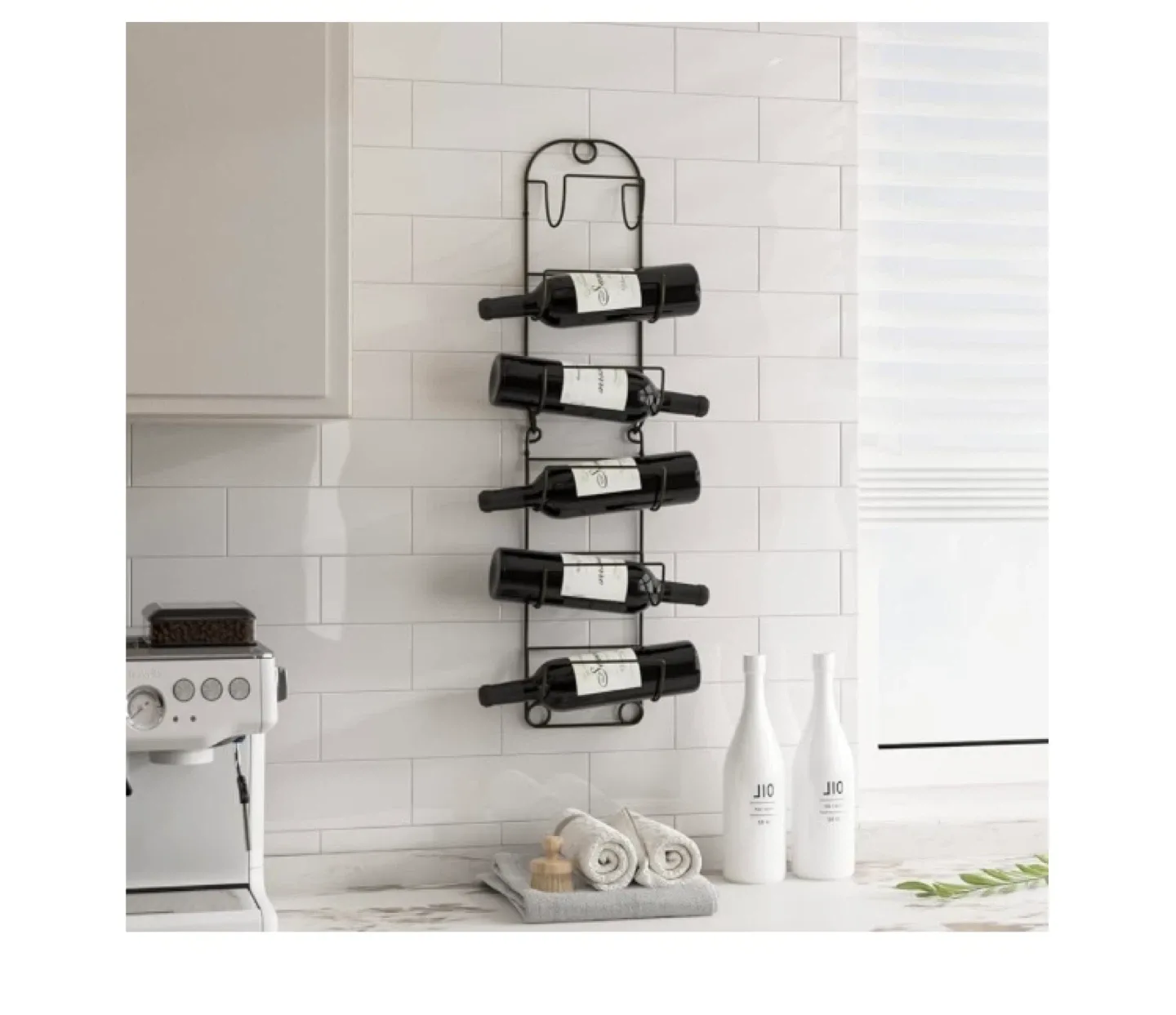 Wall Mounted Metal Wine Rack - 5 Bottle Holder image indicator(3)