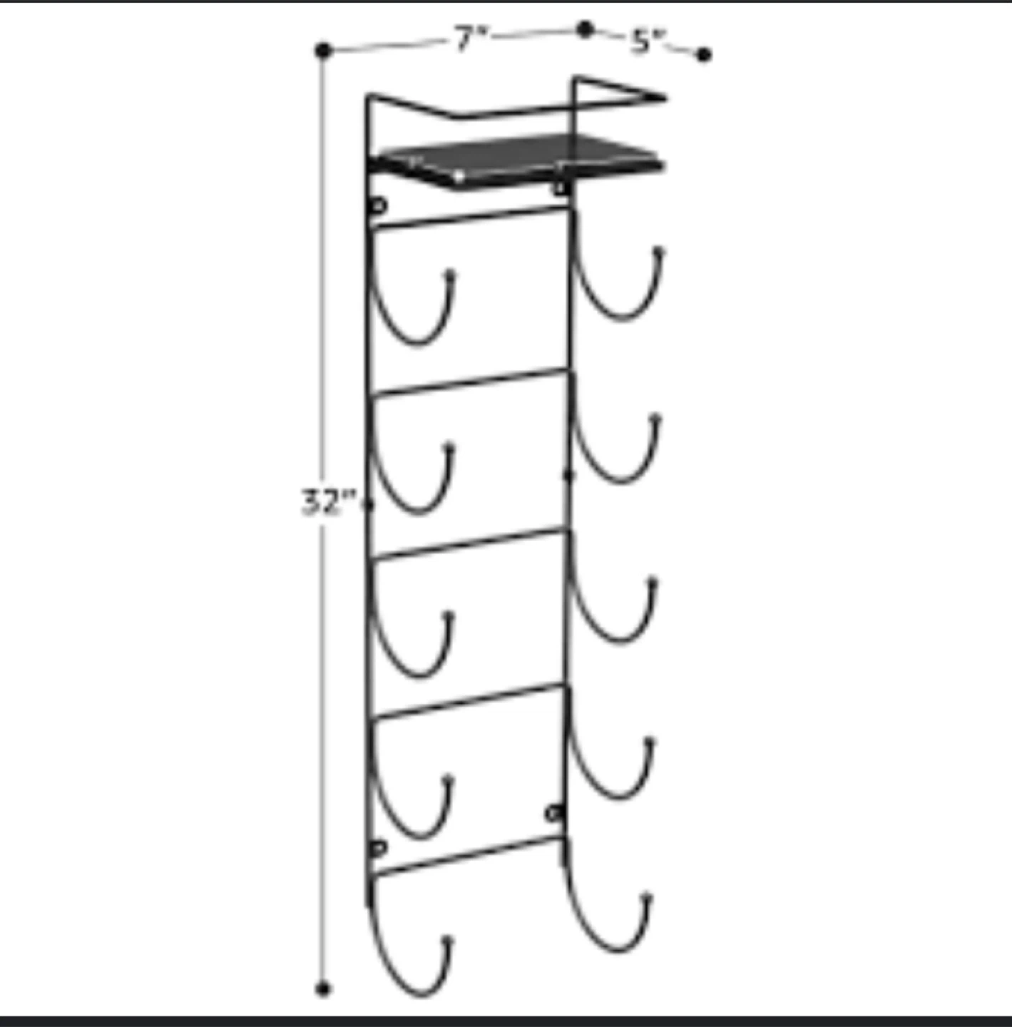 Wall Mounted Metal Wine Rack - 5 Bottle Holder - photo 5
