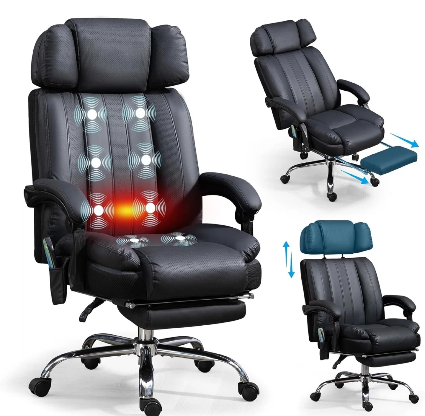 Office Chair with Massage & Footrest