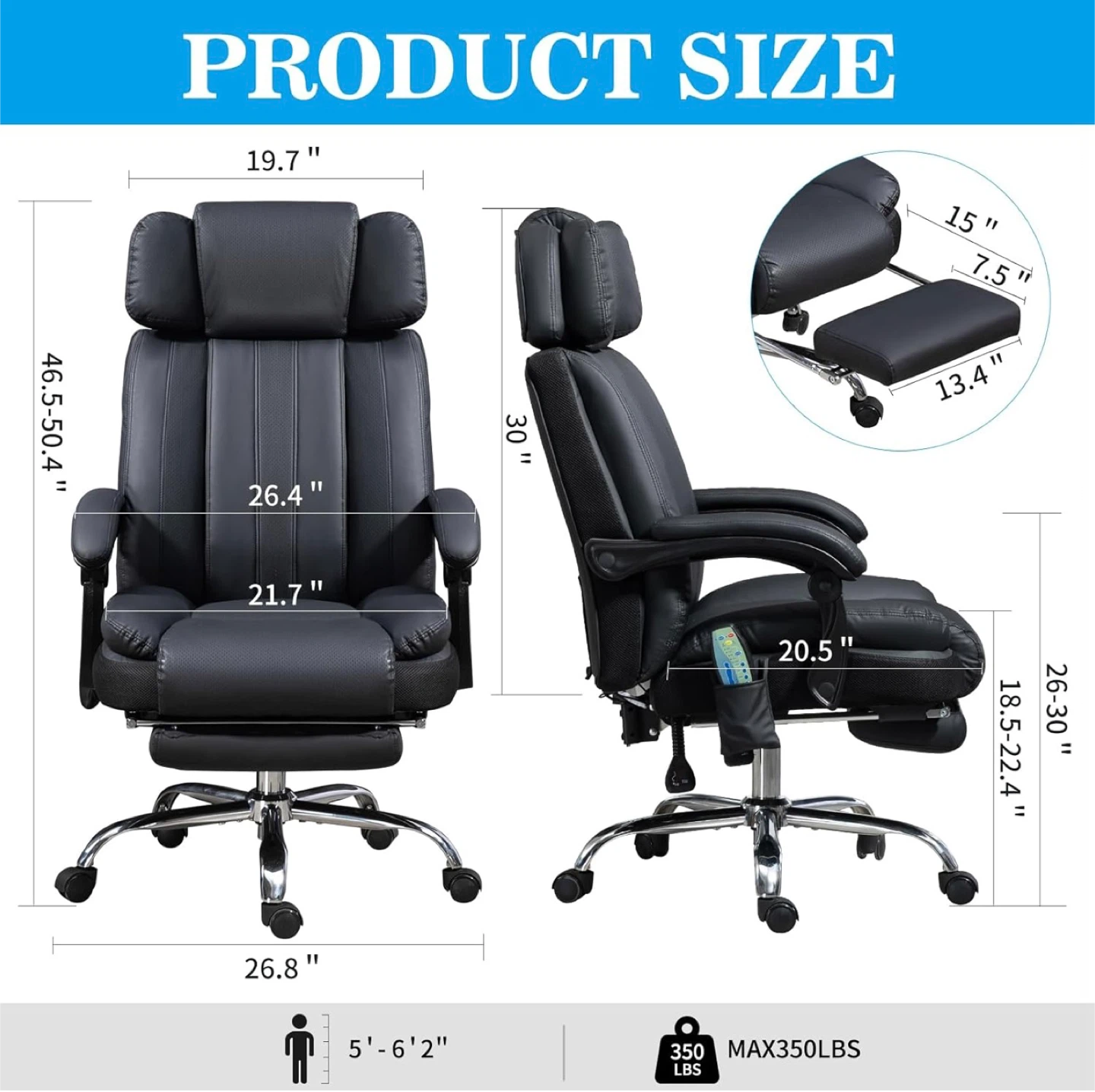 Office Chair with Massage & Footrest - photo 2