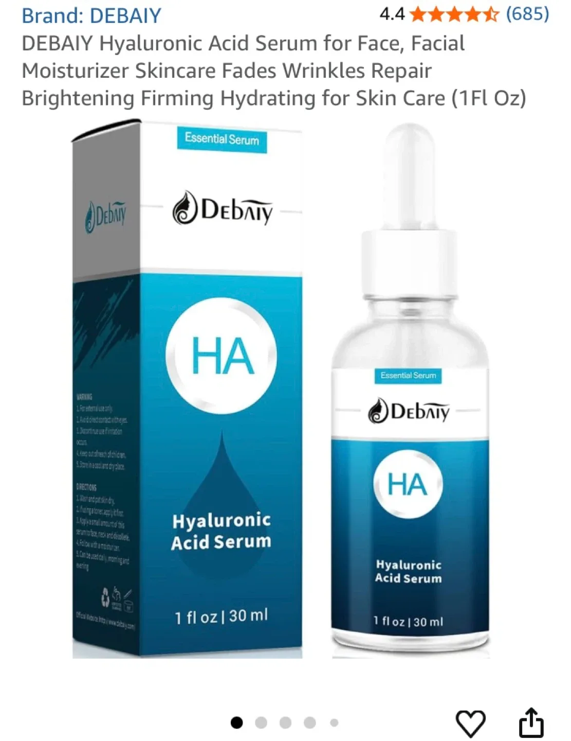 New DEBAIY Hyaluronic Acid Serum (1 fl oz/30 ml) image indicator(3)