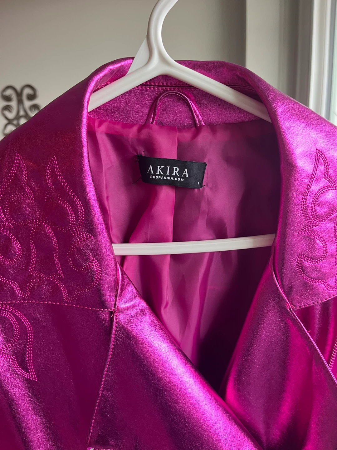 AKIRA Pink Faux Leather Jacket - Size S - New! - photo 3