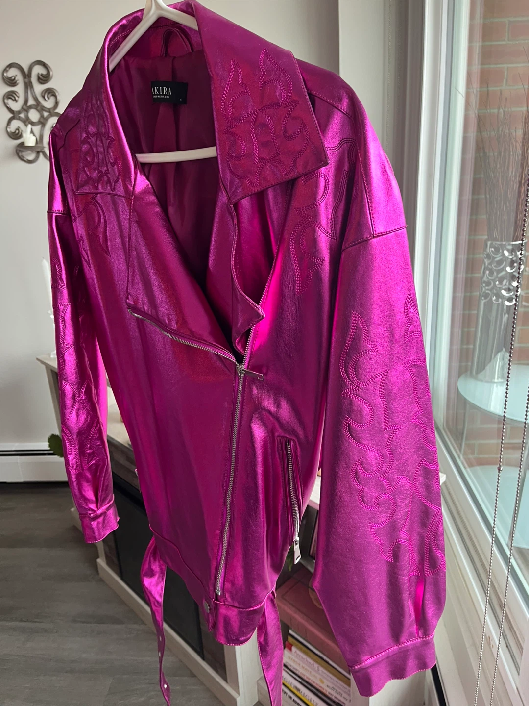 AKIRA Pink Faux Leather Jacket - Size S - New! - photo 4