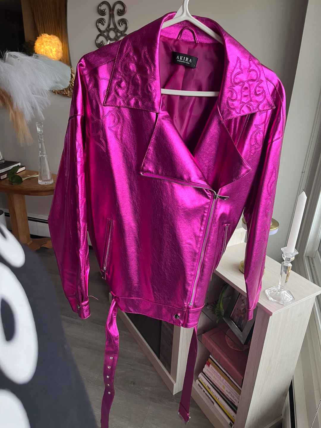 AKIRA Pink Faux Leather Jacket - Size S - New! - photo 2