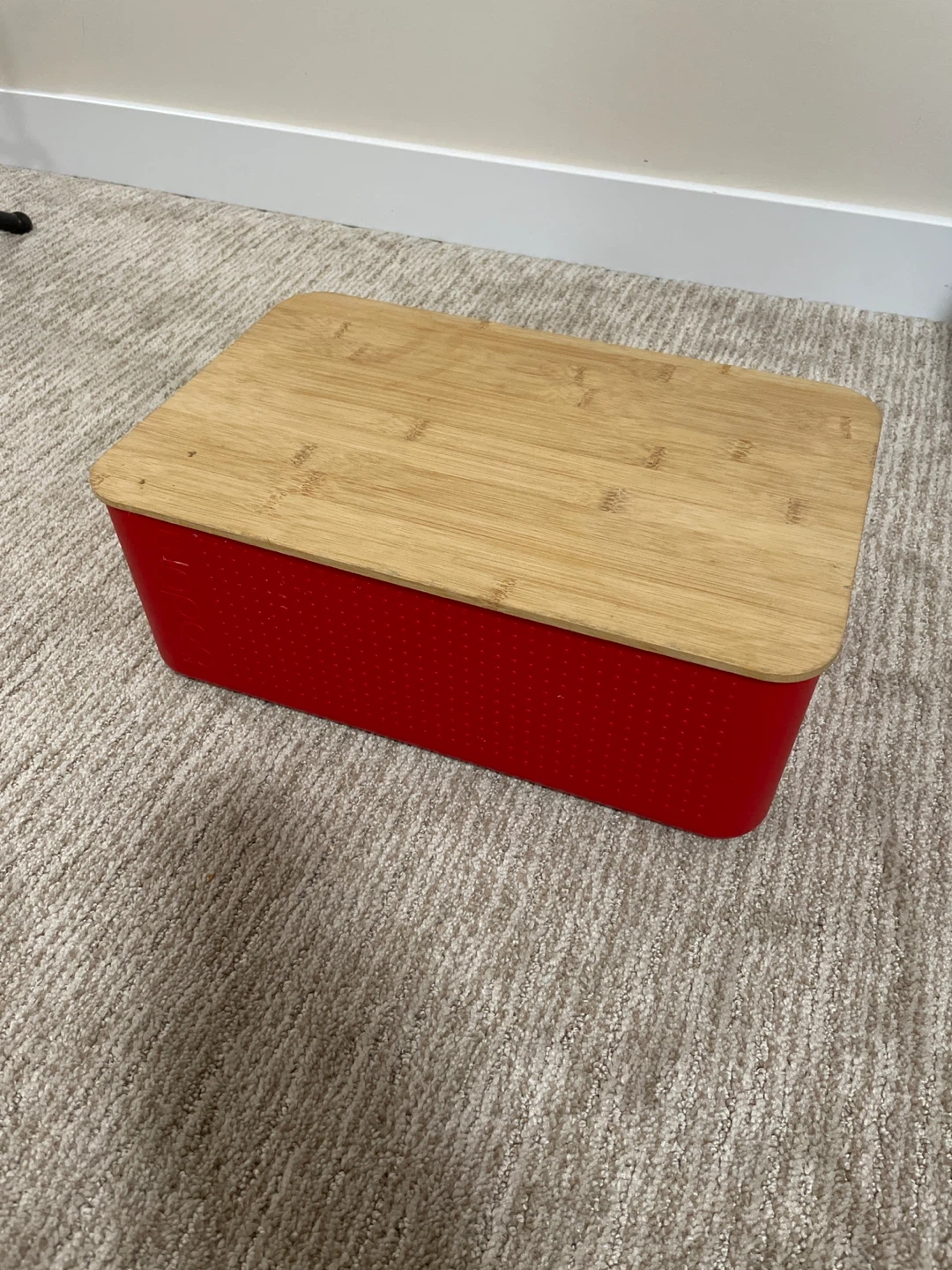 Bodum Red Bread Box with Bamboo Lid
