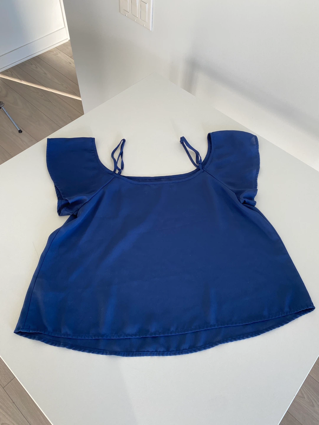 Blue Cold Shoulder Top