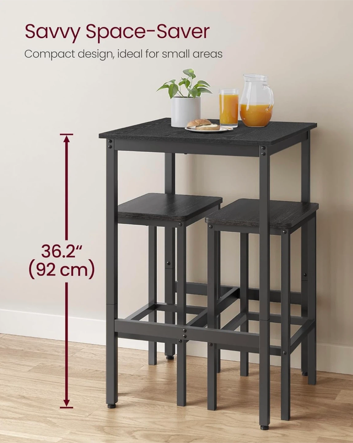 VASAGLE Bar Table, Black Metal Frame - photo 4