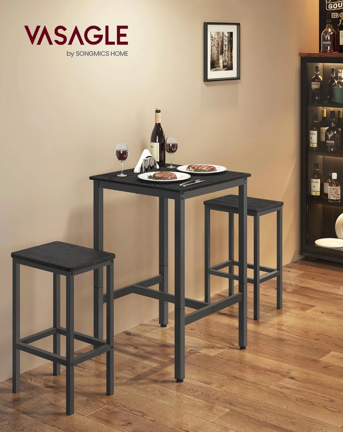 VASAGLE Bar Table, Black Metal Frame - photo 3
