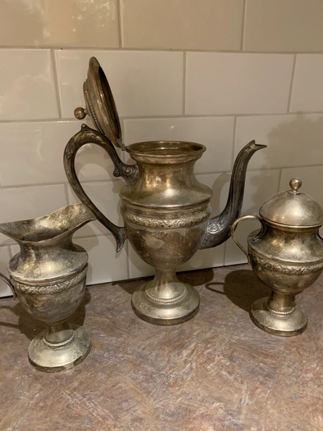 Antique Silver Plated Tea Set - photo 2