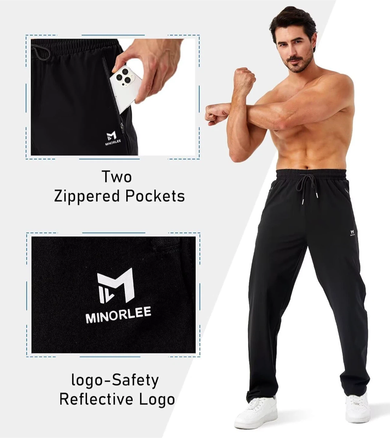 Men's Black Open Bottom Sweatpants - photo 4