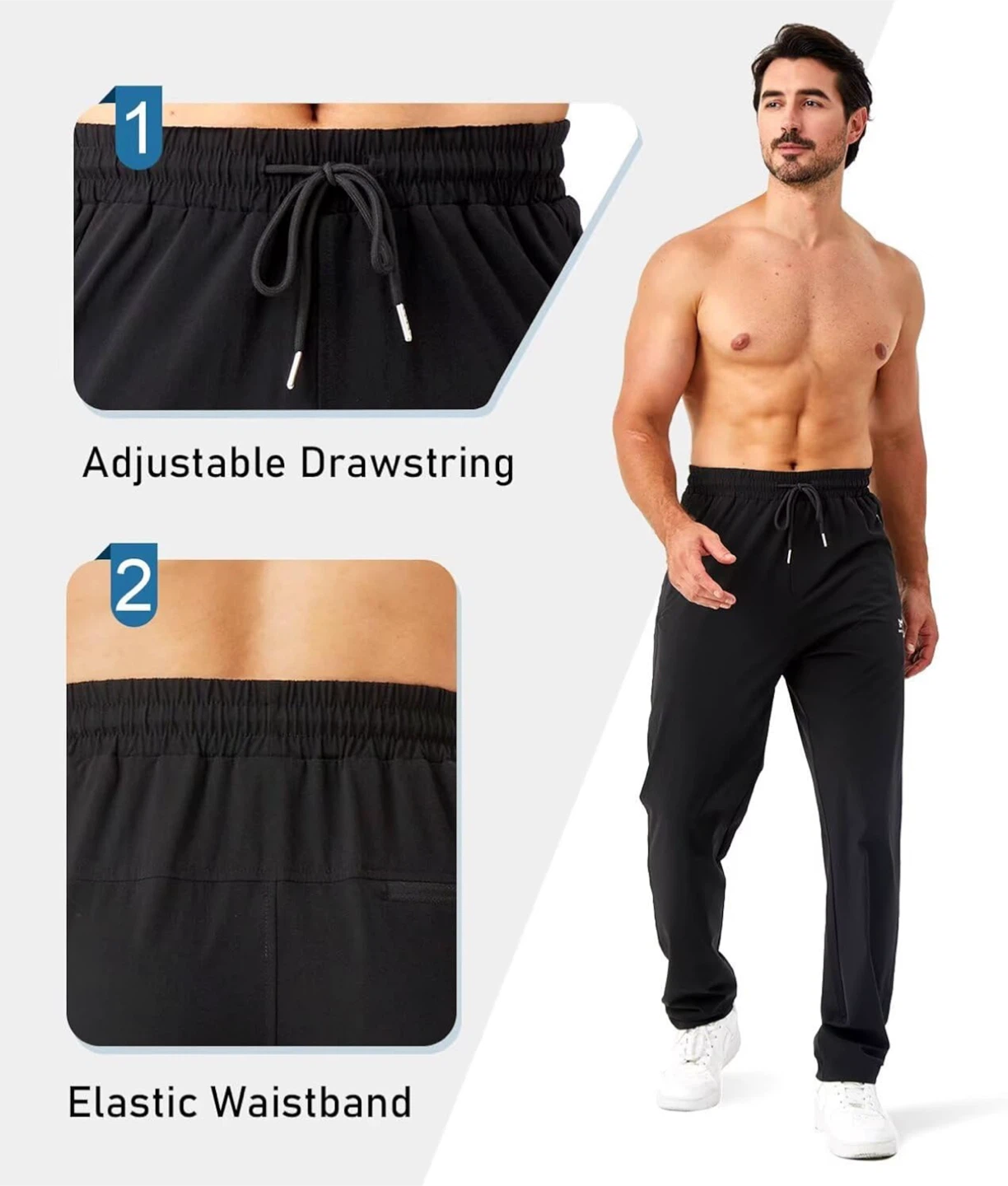 Men's Black Open Bottom Sweatpants - photo 3