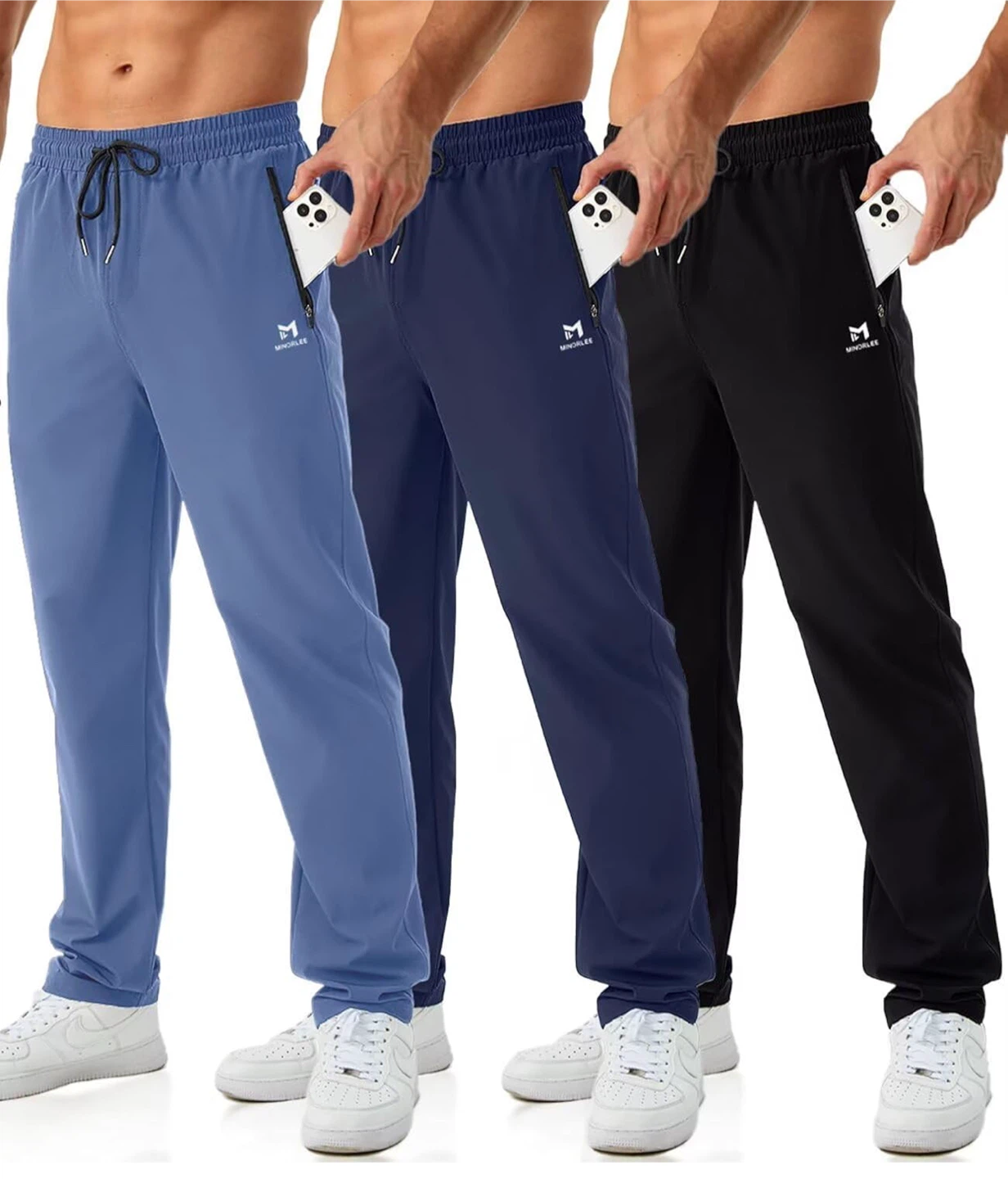 Men's Black Open Bottom Sweatpants