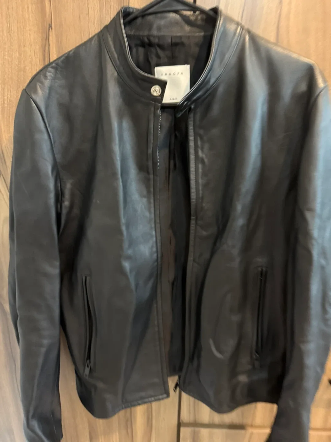 Sandro Paris Black Leather Jacket Size S image indicator(4)
