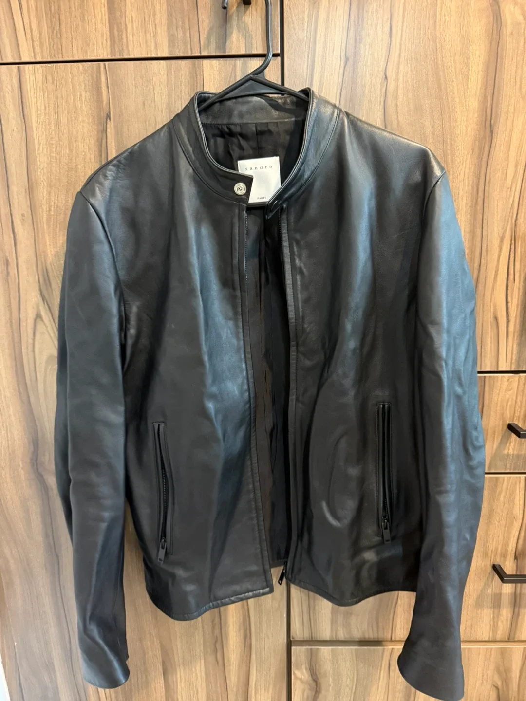 Sandro Paris Black Leather Jacket Size S image indicator(3)