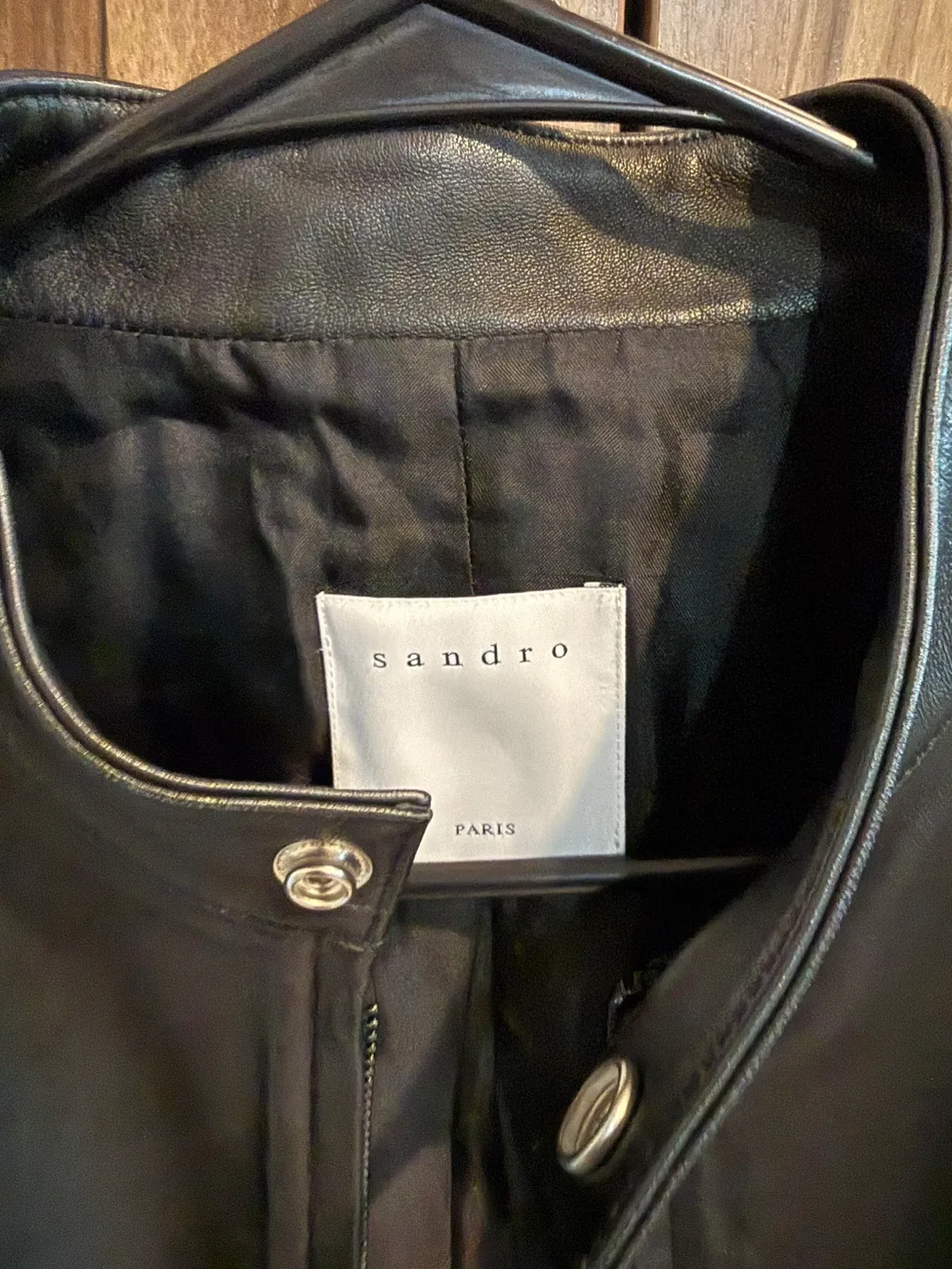 Sandro Paris Black Leather Jacket Size S image indicator(2)