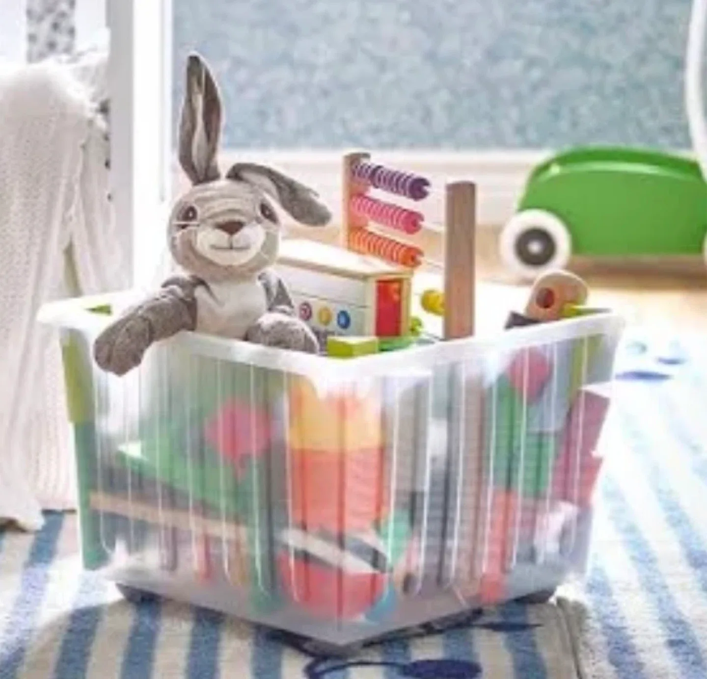 IKEA VESSLA Storage Box with Lid & Wheels image indicator(8)