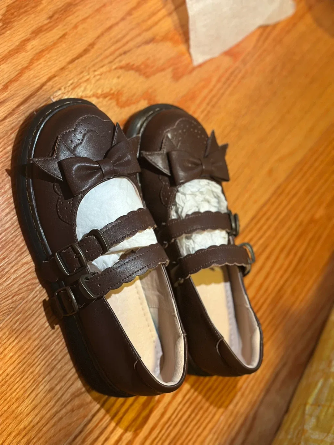 Brown Lolita real leather Shoes with Bows size 5 image indicator(2)