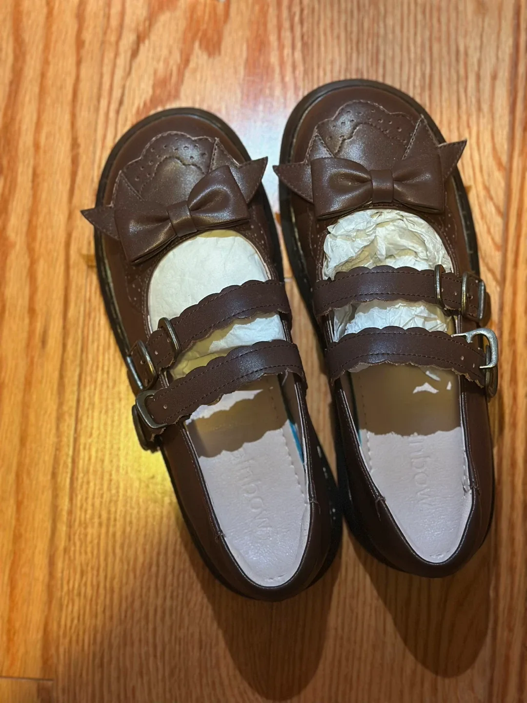 Brown Lolita real leather Shoes with Bows size 5 thumbnail