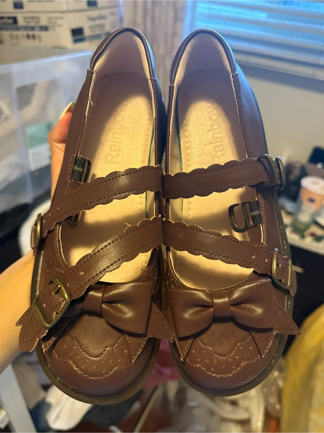 Brown Lolita real leather Shoes with Bows size 5 image indicator(7)