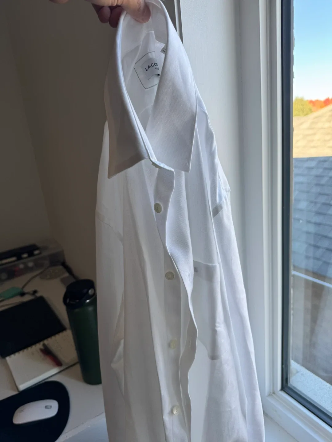 New Lacoste Regular Fit White Dress Shirt - Size 40-15 3/4 image indicator(4)