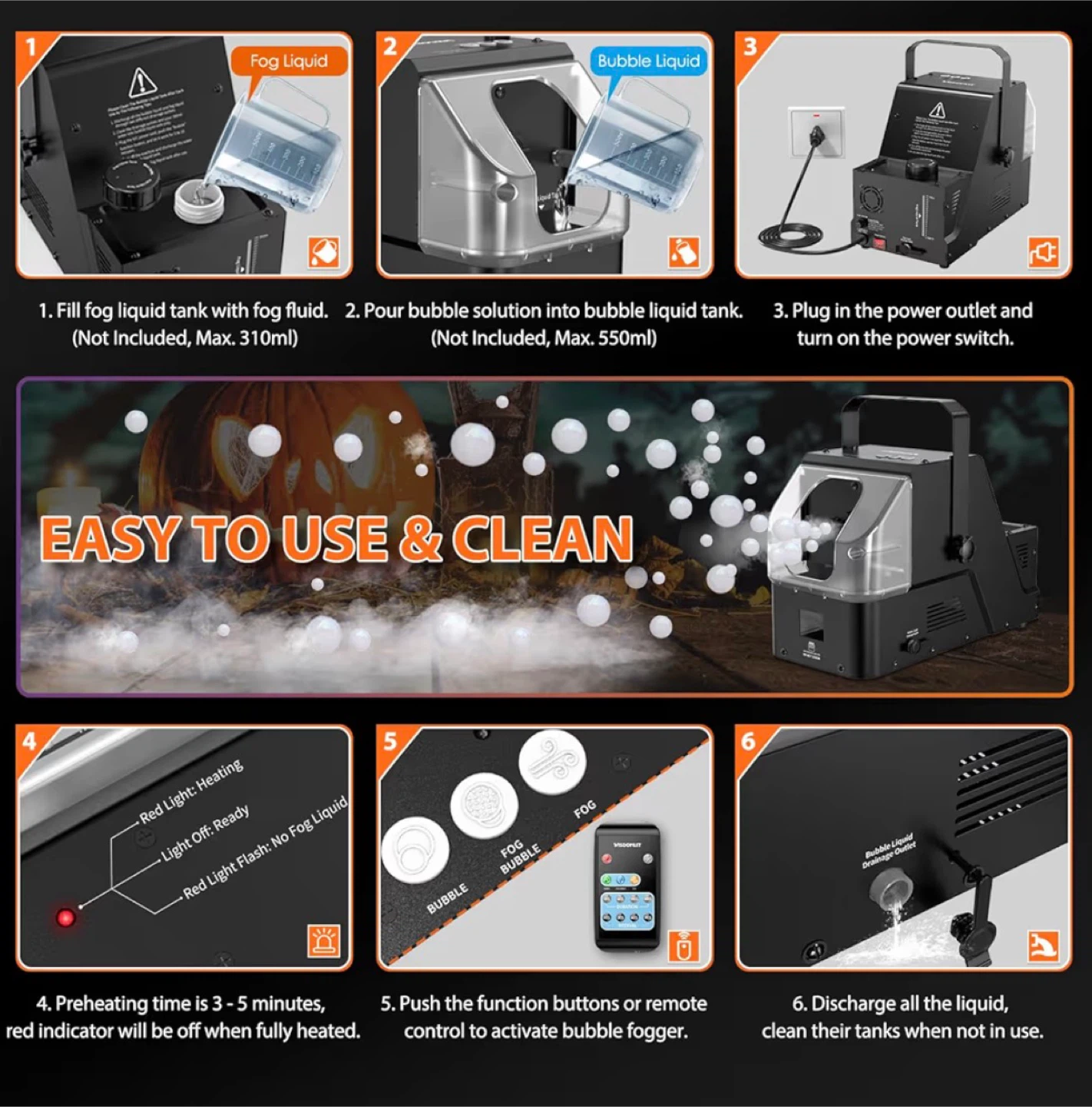 Wisdomlit 3 in 1 Bubble Fog Machine - photo 5