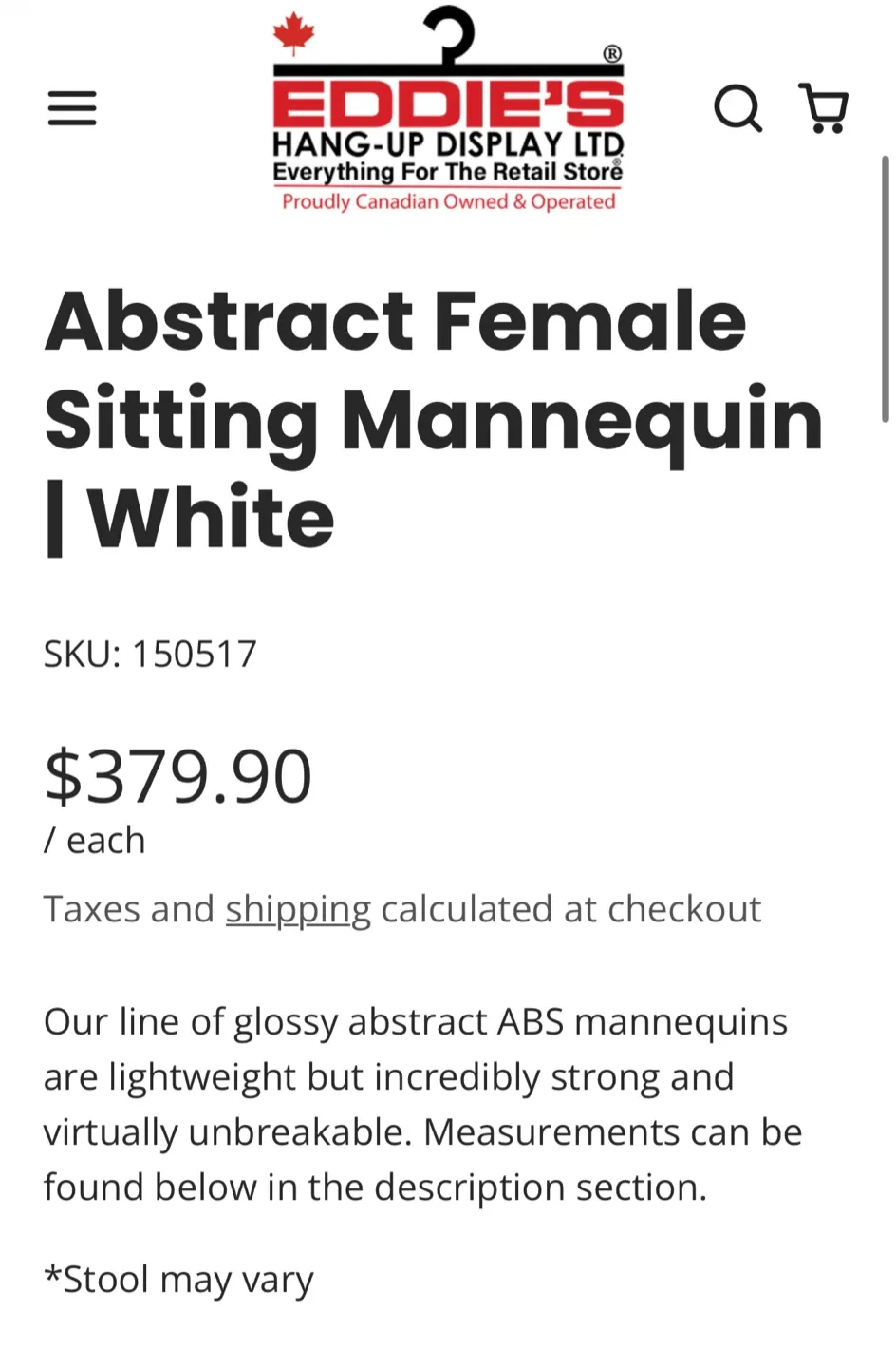 Eddie's Abstract Female Sitting Mannequin - White image indicator(4)