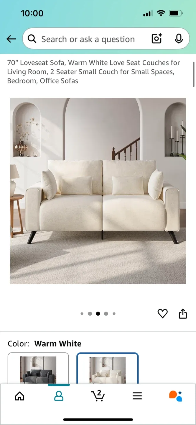 70" Loveseat Sofa, Warm White image indicator(3)