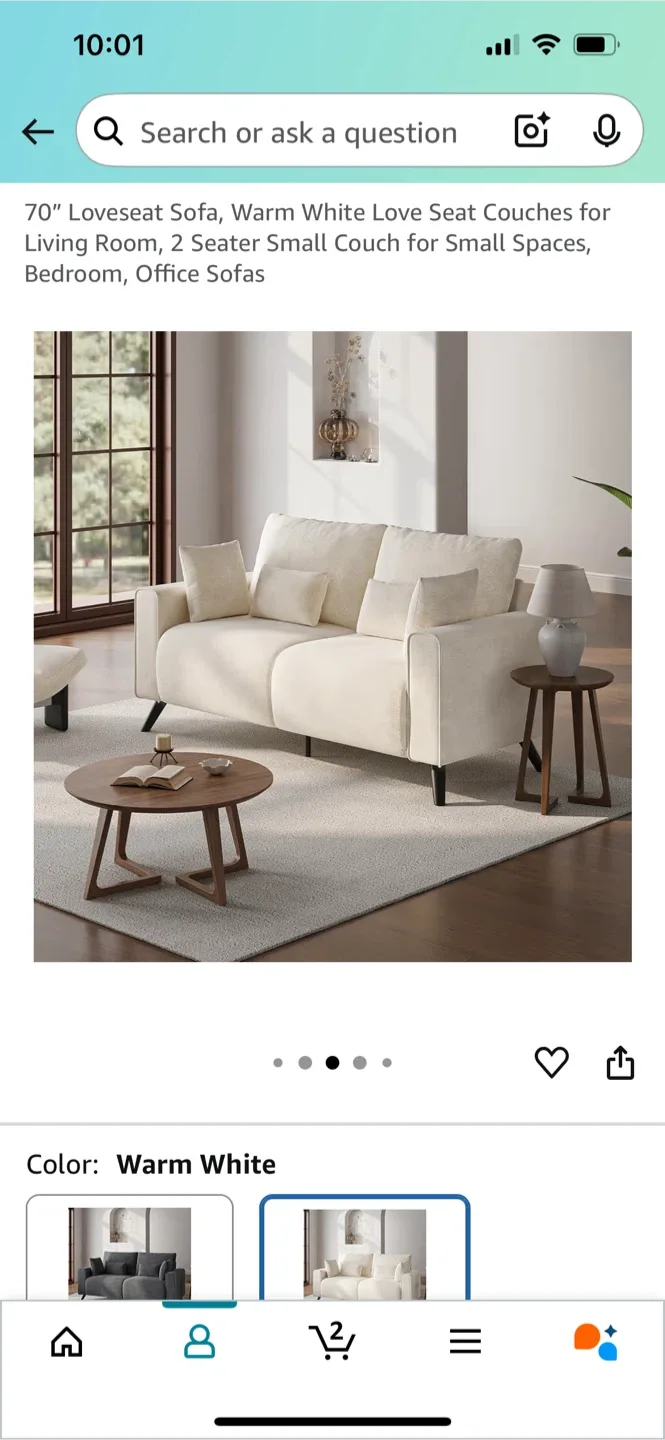 70" Loveseat Sofa, Warm White image indicator(2)