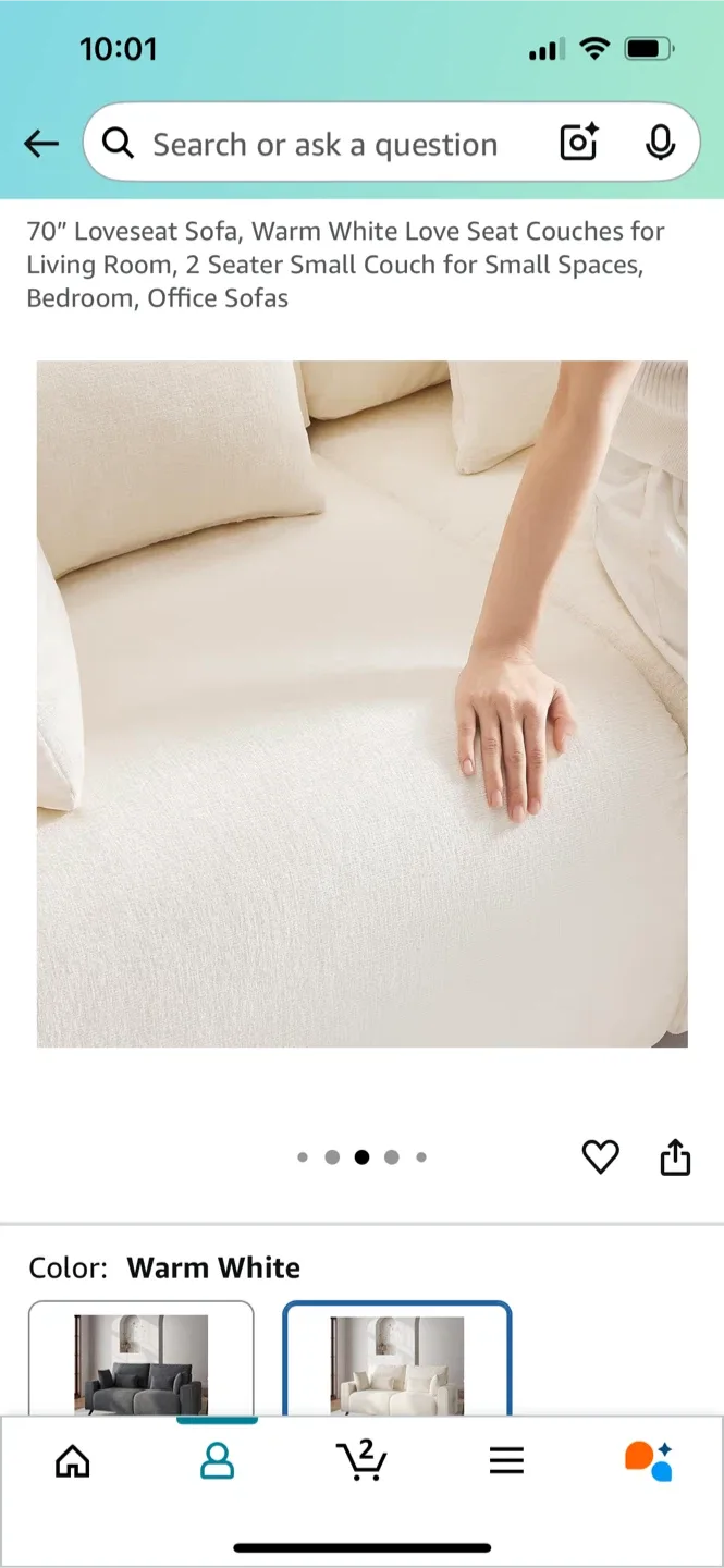 70" Loveseat Sofa, Warm White image indicator(6)