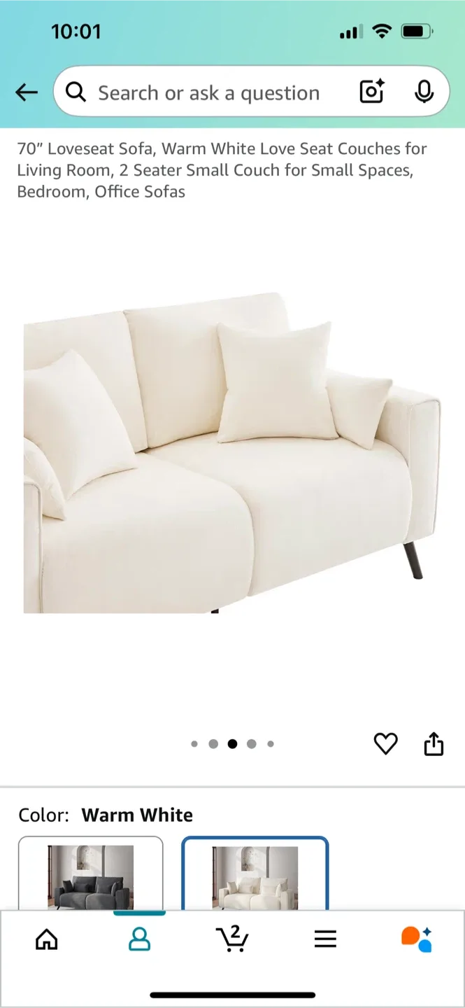 70" Loveseat Sofa, Warm White image indicator(7)