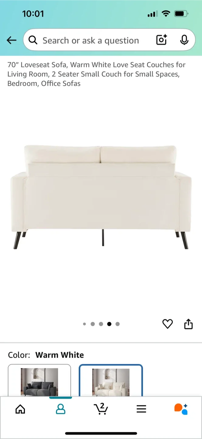 70" Loveseat Sofa, Warm White image indicator(8)