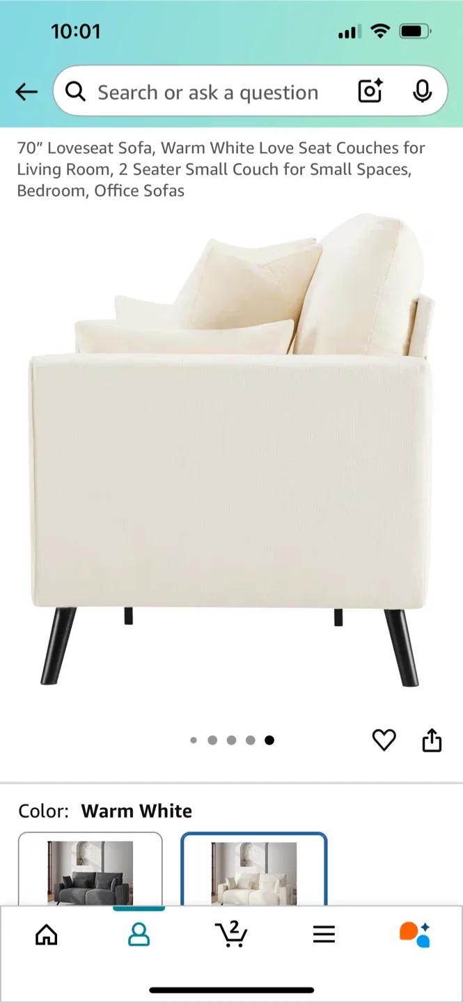 70" Loveseat Sofa, Warm White image indicator(9)