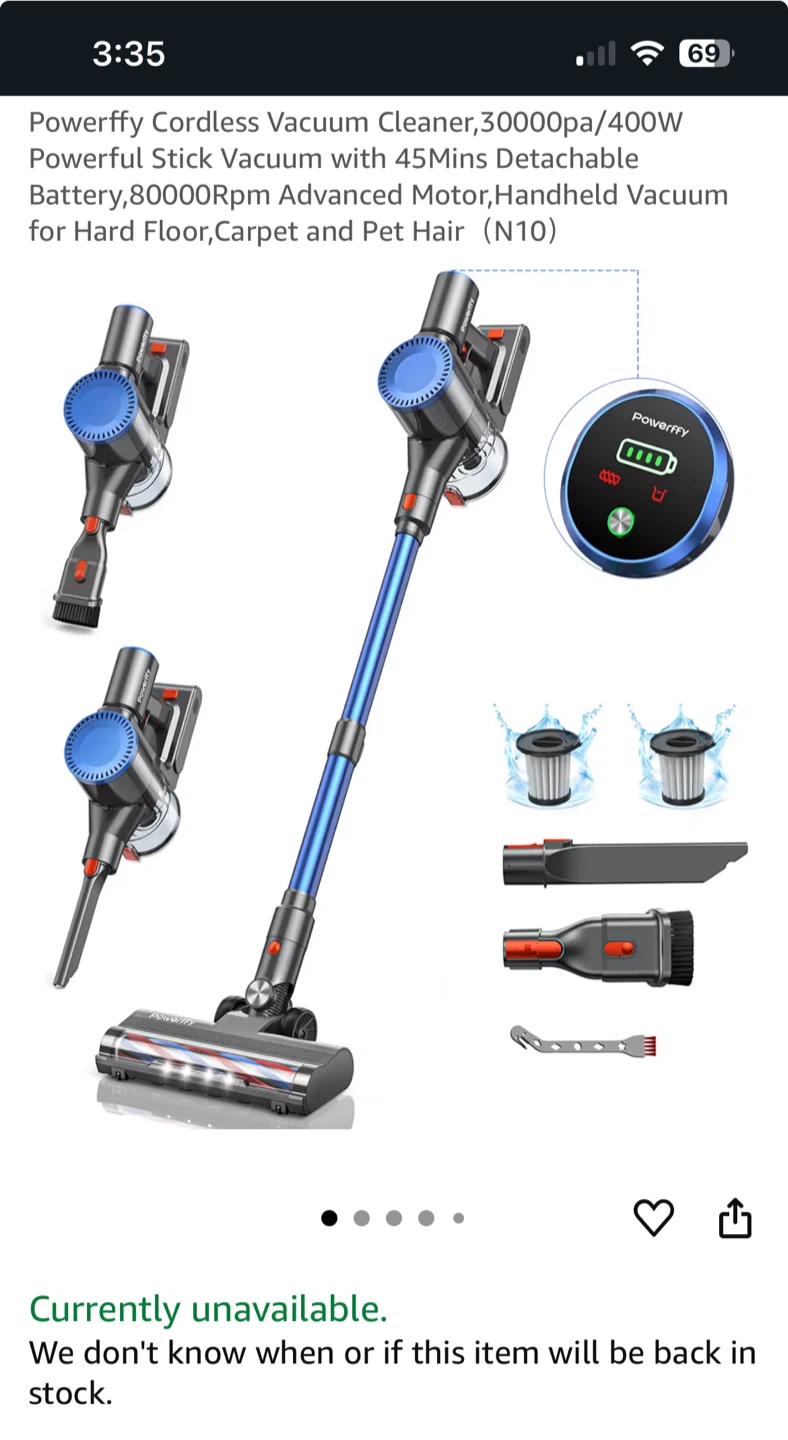 Powerffy Cordless Stick Vacuum Cleaner