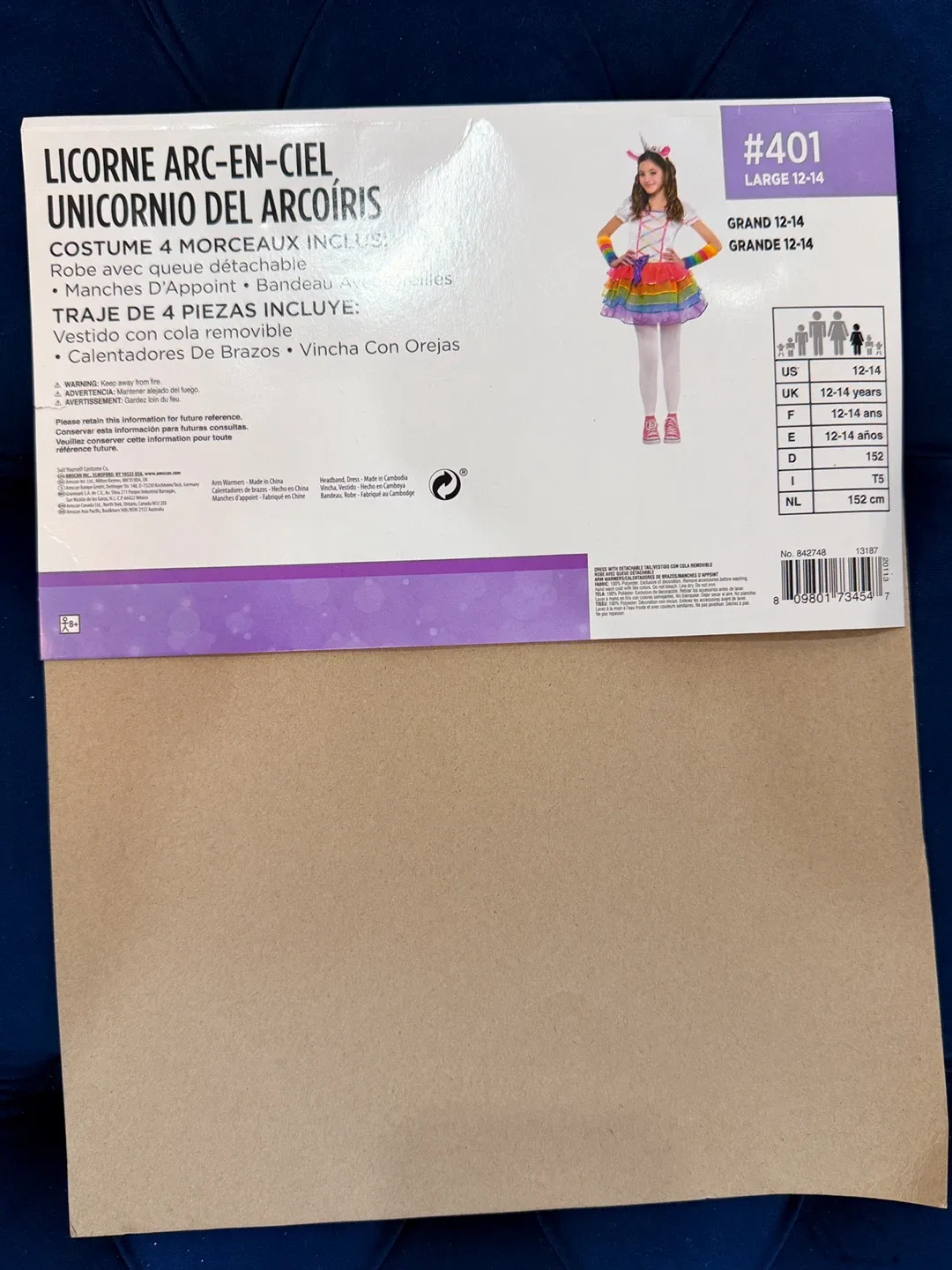 Rainbow Unicorn Halloween Costume - Size Large (12-14) image indicator(2)