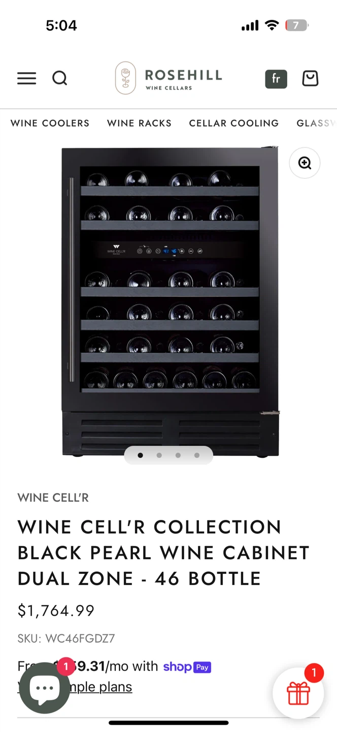 Rosehill Wine Cell'r 46 Bottle Dual Zone Cabinet