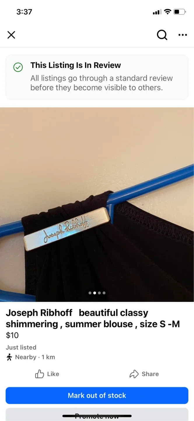 Joseph Ribkoff Black Shimmering Blouse Size S-M image indicator(2)