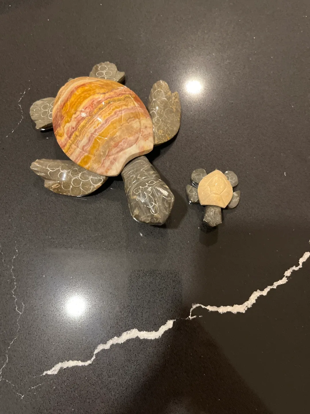 Stone Turtle Figurines - Set of 2 image indicator(2)