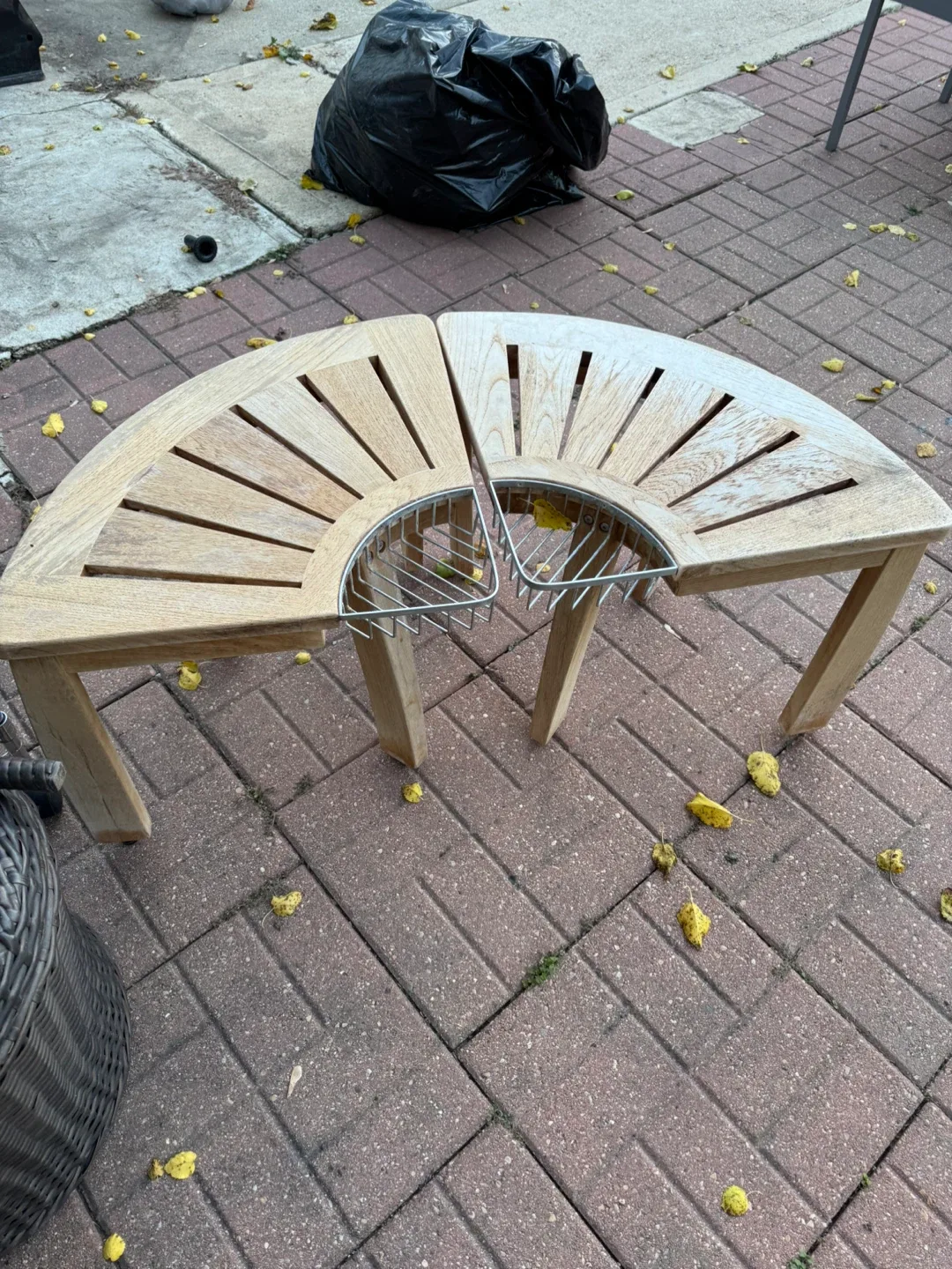 Outdoor Half-Round Wooden Bench thumbnail