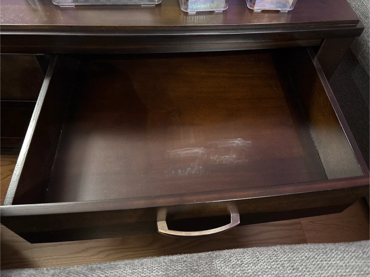 Dark Wood Coffee Table with Drawers image indicator(4)